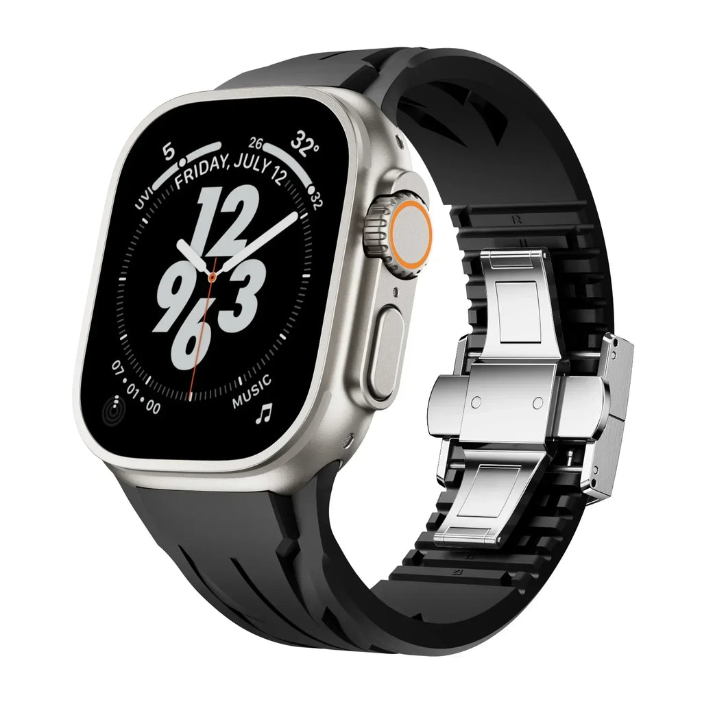 Premium Butterfly Buckle Rubber Band FKM For Apple Watch