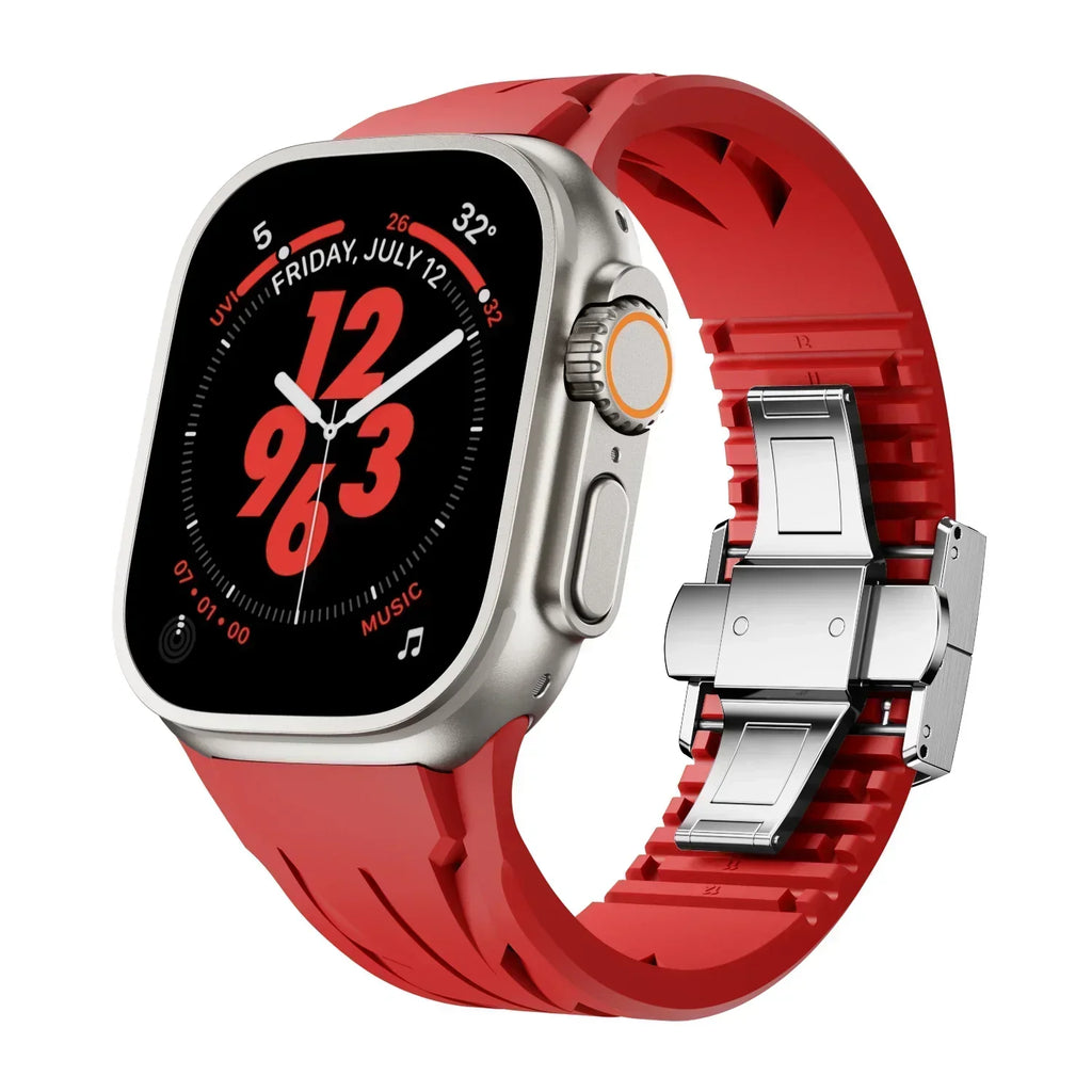 Premium Butterfly Buckle Rubber Band FKM For Apple Watch