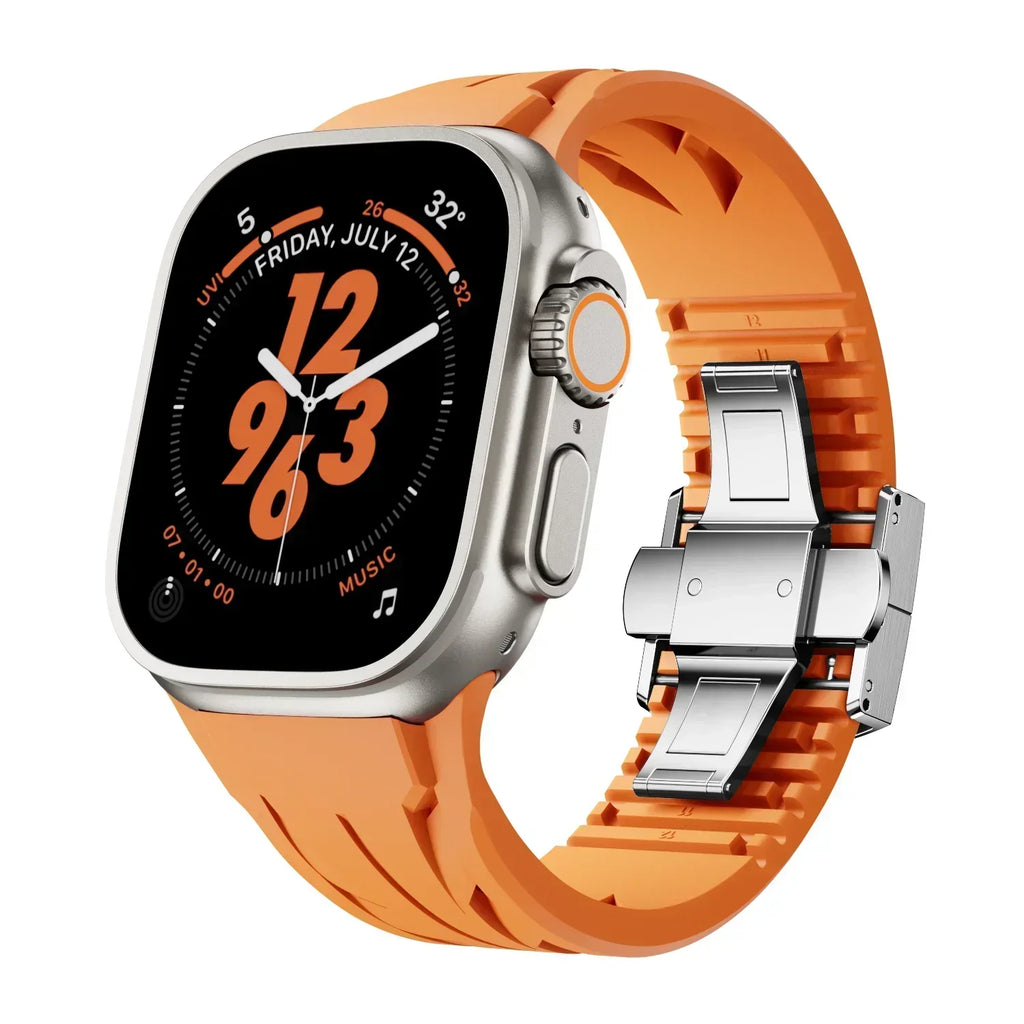 Premium Butterfly Buckle Rubber Band FKM For Apple Watch