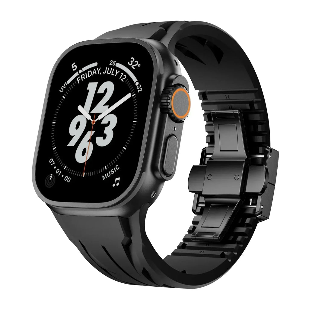 Premium Butterfly Buckle Rubber Band FKM For Apple Watch