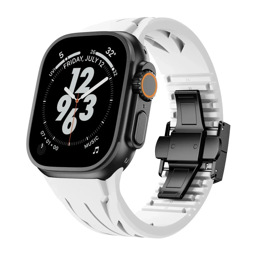 Premium Butterfly Buckle Rubber Band FKM For Apple Watch