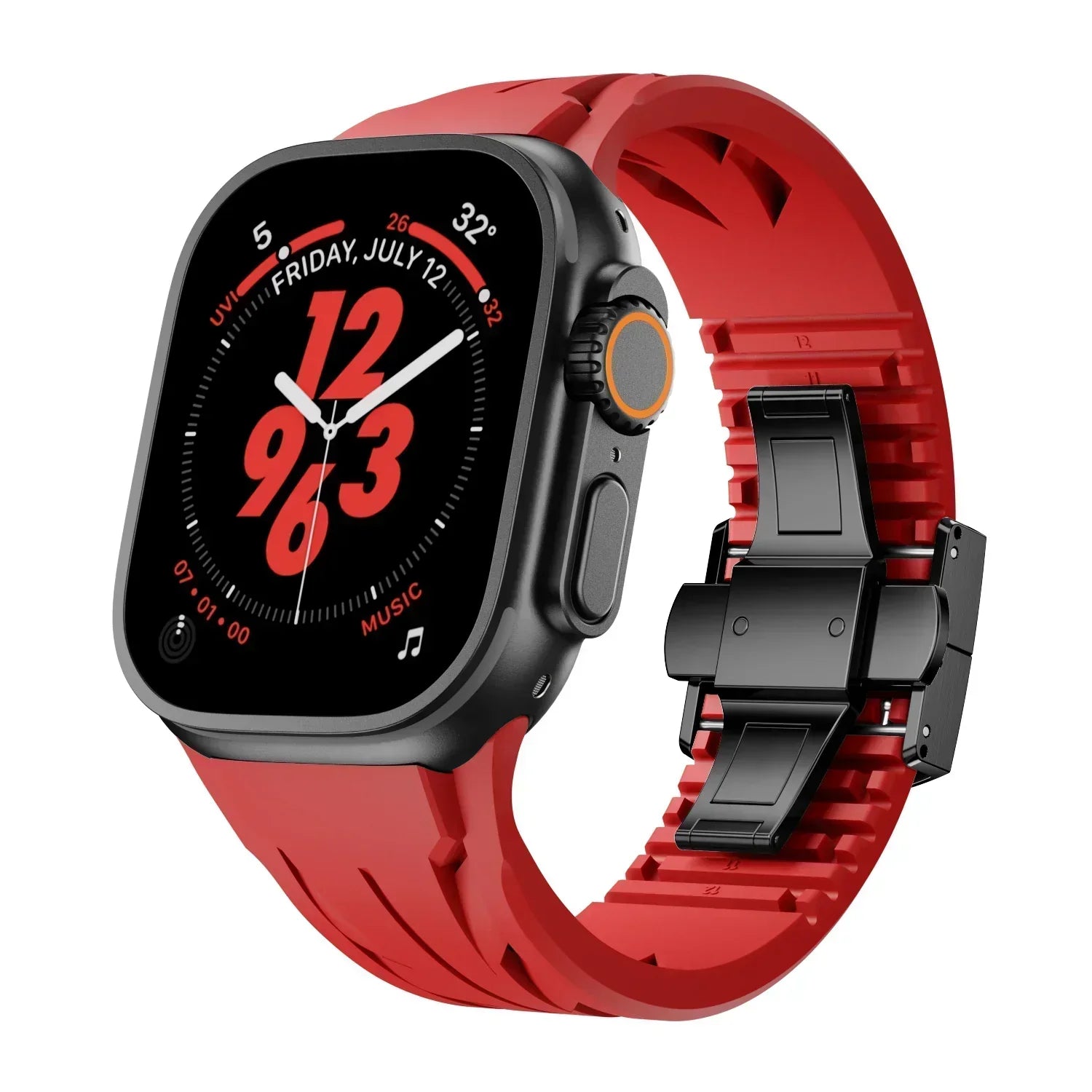 Premium Butterfly Buckle Rubber Band FKM For Apple Watch