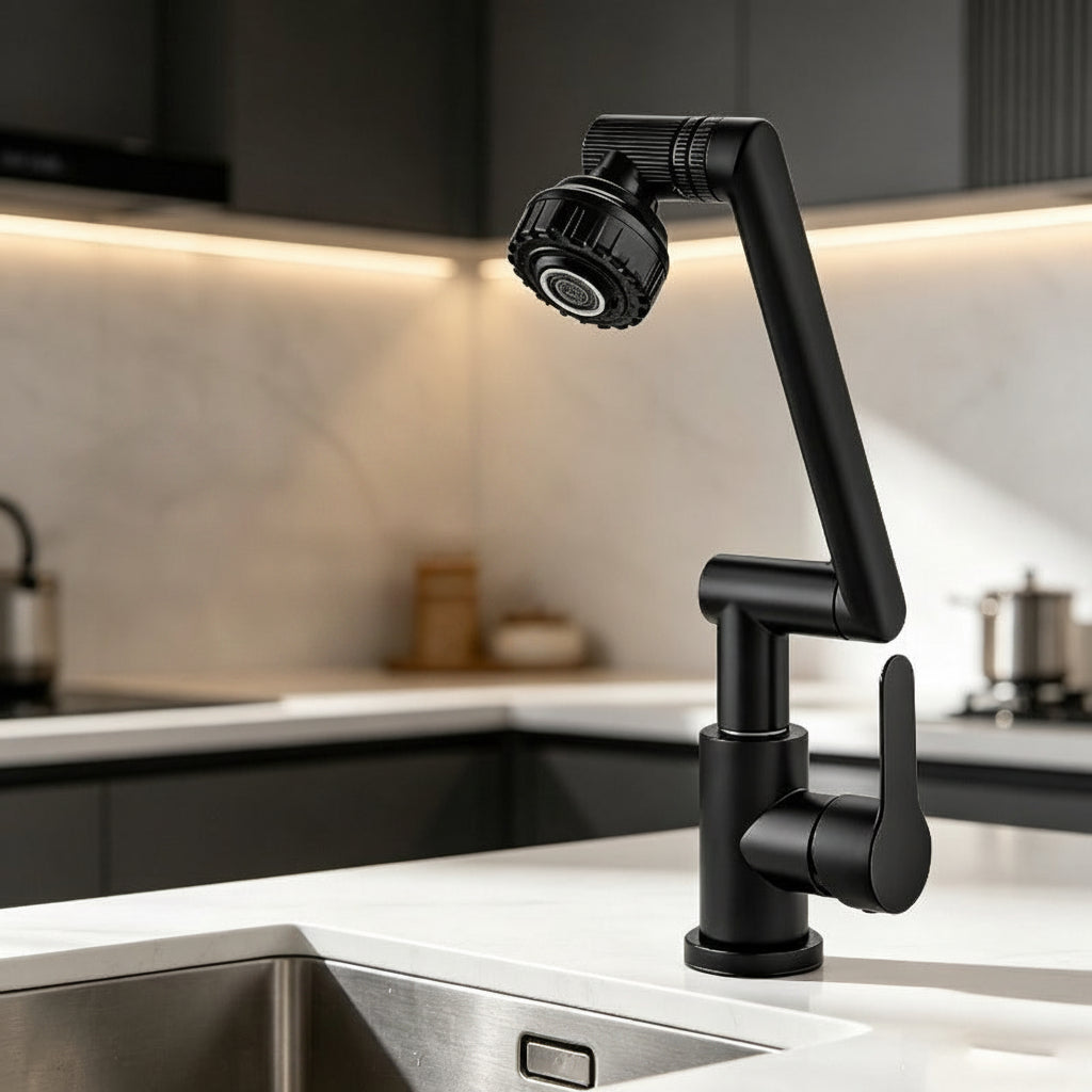 Universal Rotating Faucet with Flexible Extension Arm