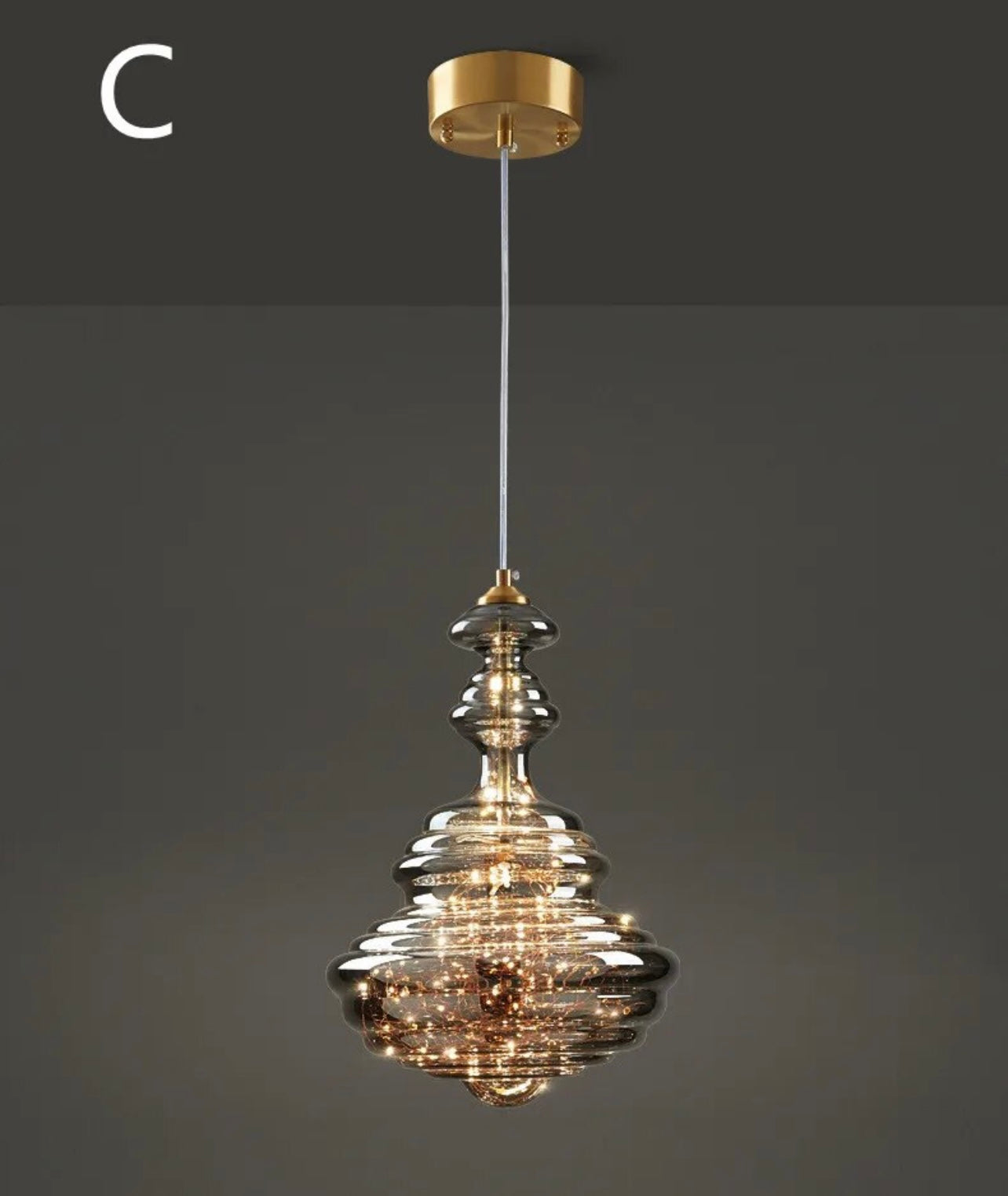Luma Kupfer Glühwürmchen Glas Pendellampe LED-kompatibel