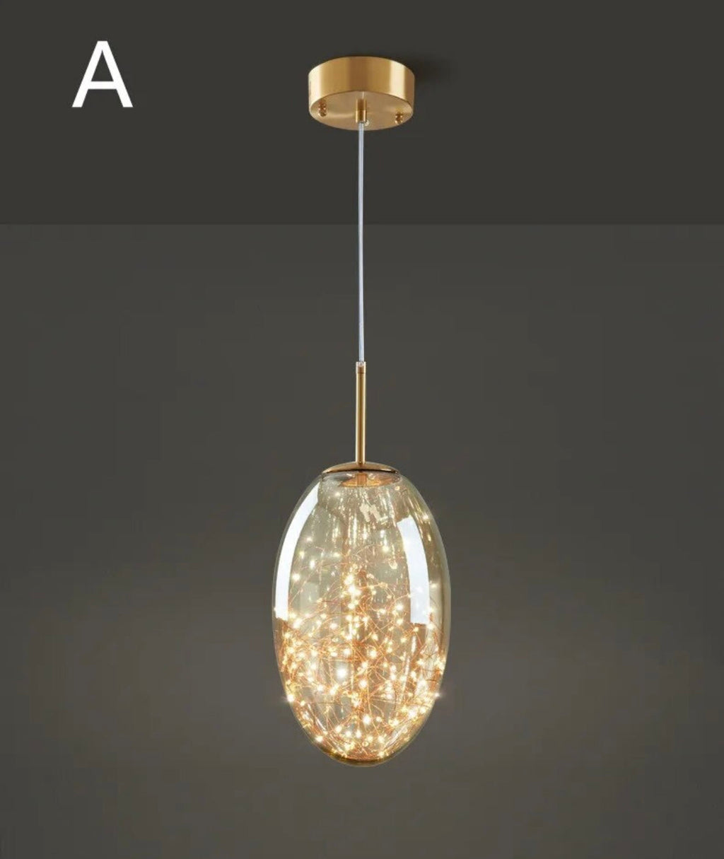 Luma Kupfer Glühwürmchen Glas Pendellampe LED-kompatibel