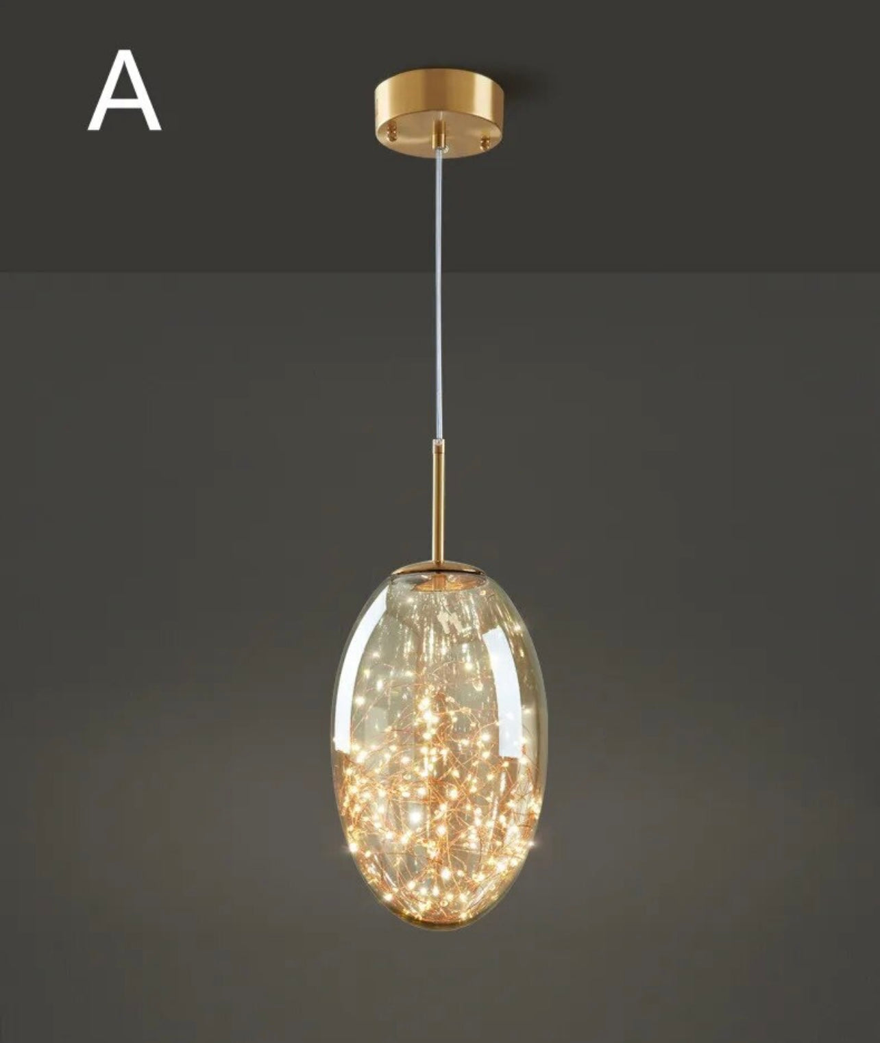 Luma Kupfer Glühwürmchen Glas Pendellampe LED-kompatibel