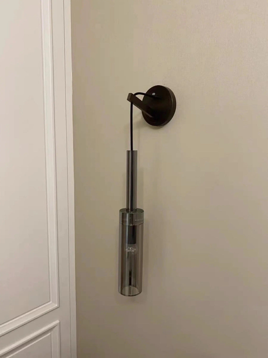 Vellara Smoky Gray Glass Wall Light With Luxe Finish