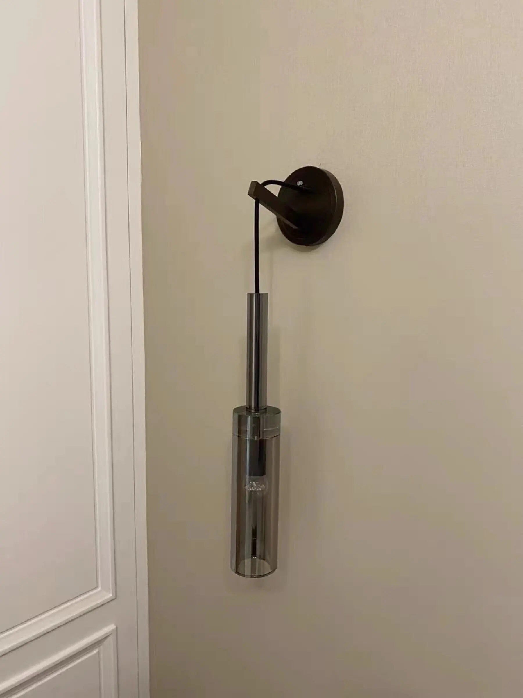 Vellara Smoky Gray Glass Wall Light With Luxe Finish