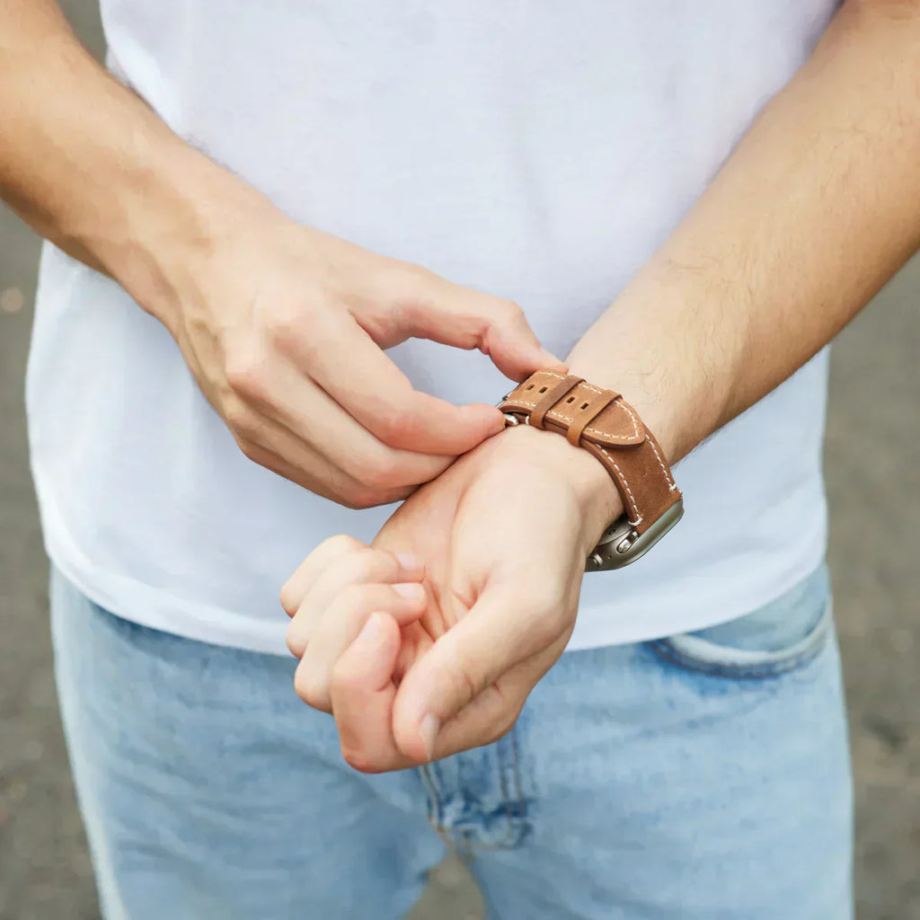 Elegante vintage leren band voor Apple Watch collectie