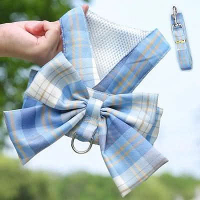 AuroraPaw Adjustable Dog Harness With Elegant Bow For Stylish Walks