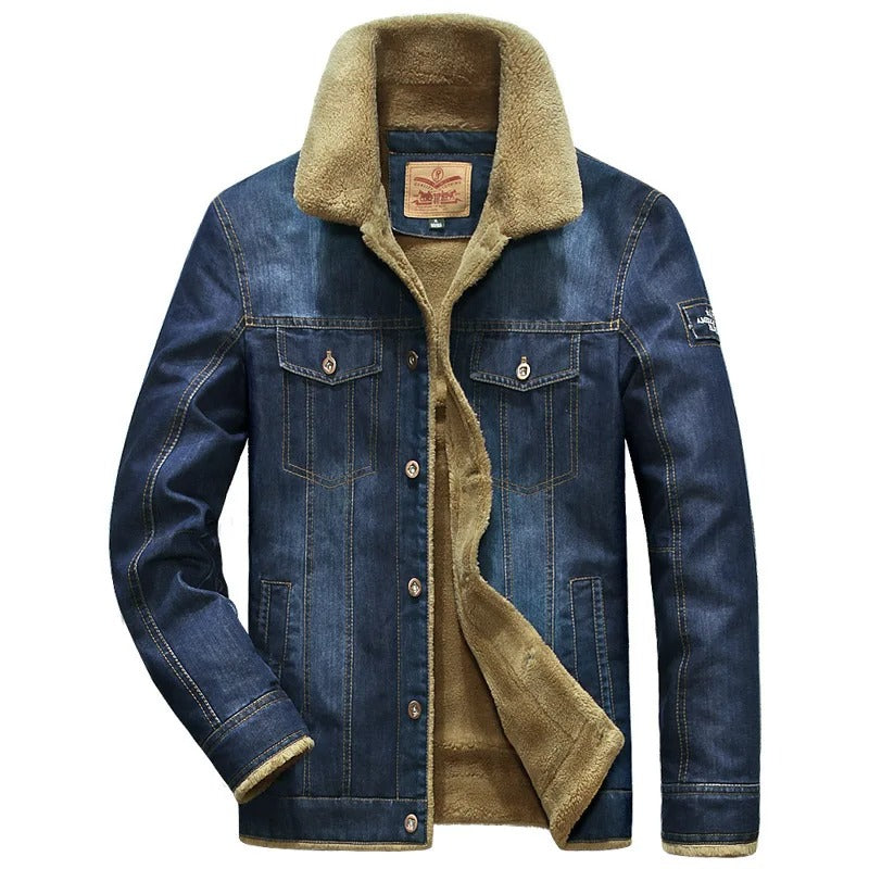 Lucas Windbreaker Jacket In Denim With Fleece Lining For Men