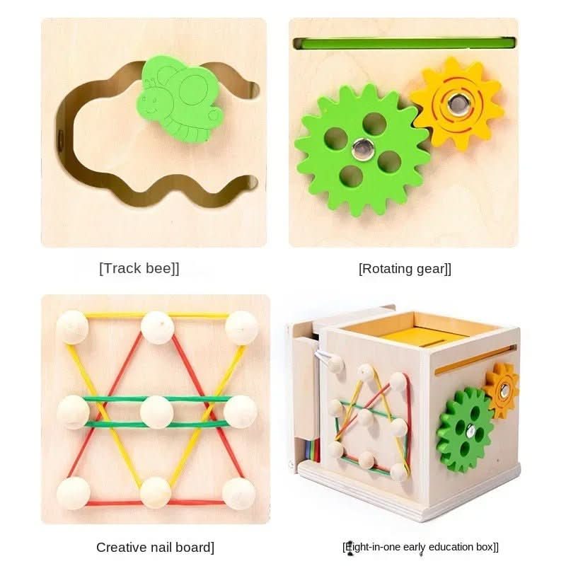 CurioCube Montessori Toy Box With Eight Learning Activities For Babies