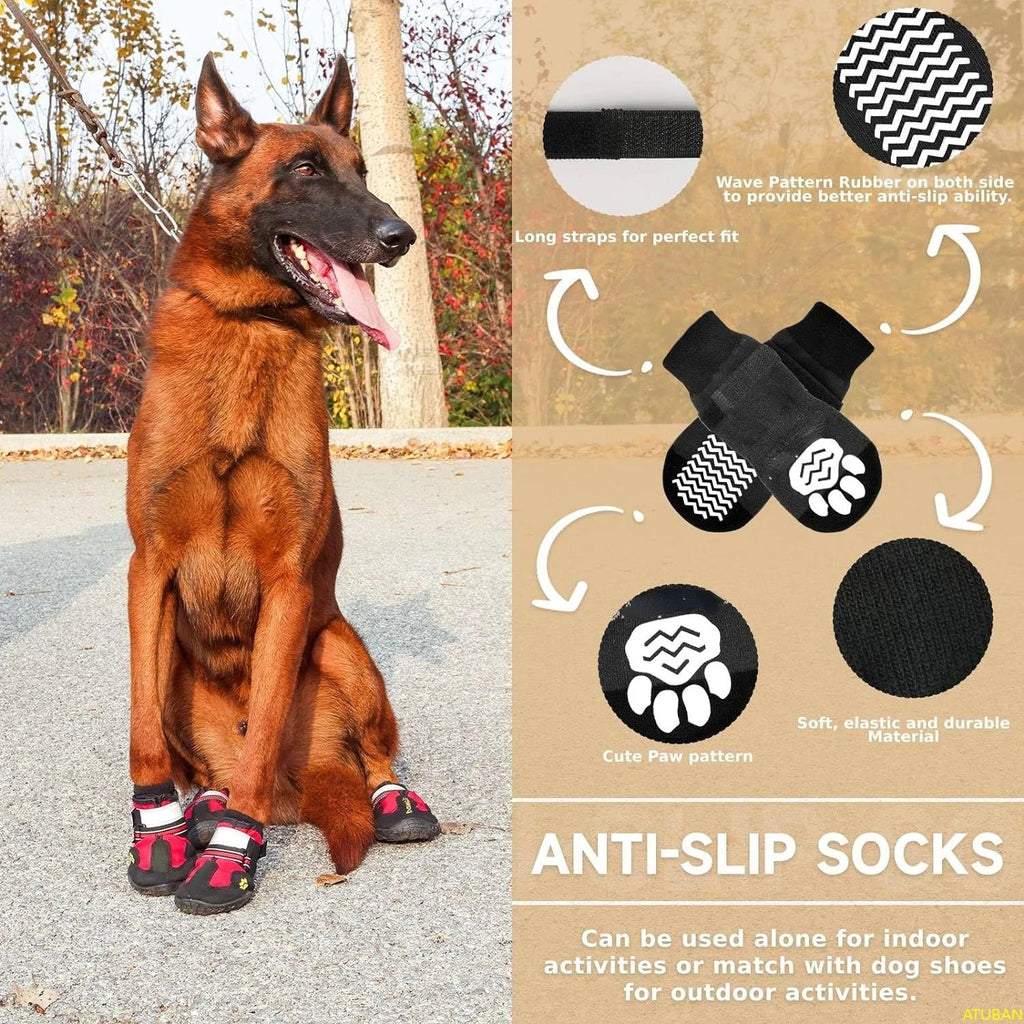 Henri Marcheur Waterproof Non Slip Dog Boots With Reflective Straps