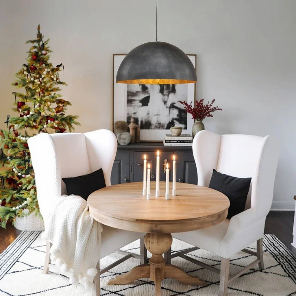 Industrial Oversized Metal Dome Pendant Light, 1 Light