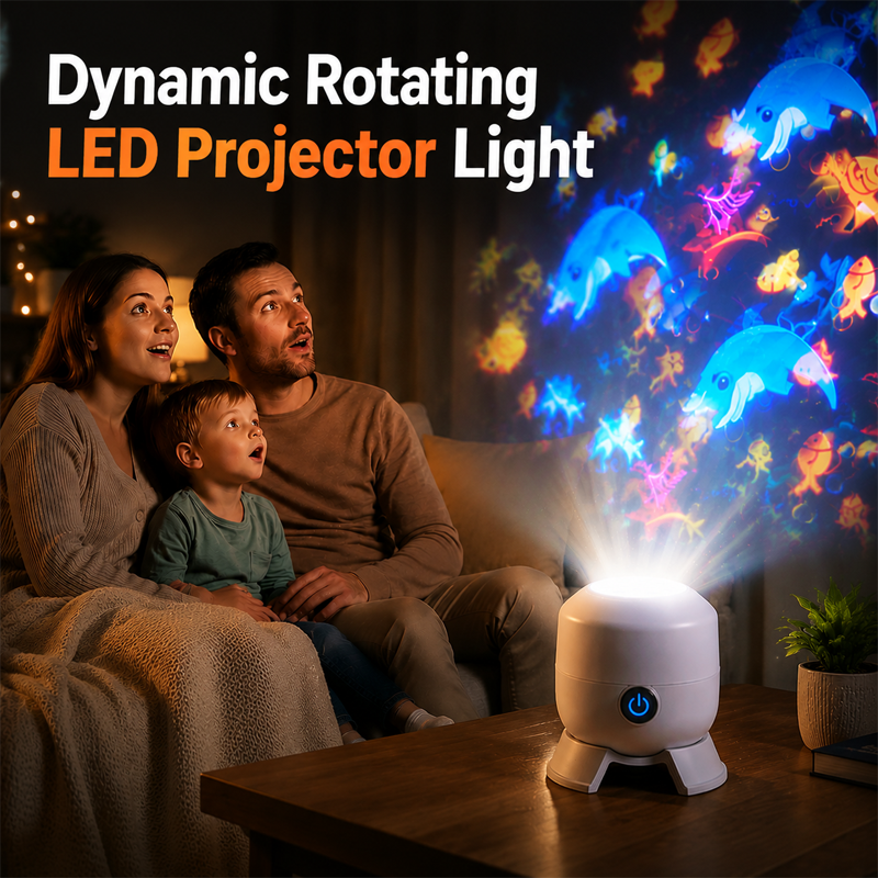 Rotating LED Projector Light for Immersive Room Ambiance