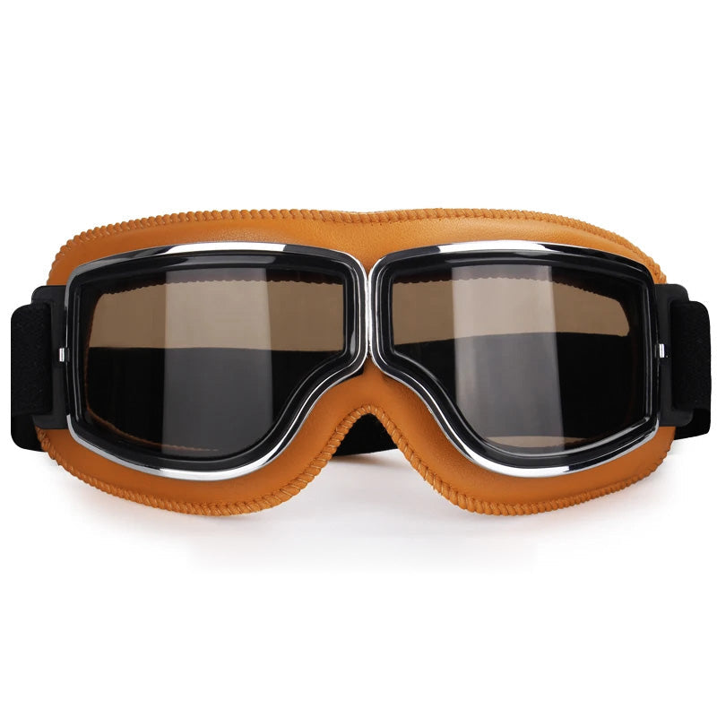 Retro Motorcycle Goggles for Glasses Wearers, Anti-Fog, UV Protection