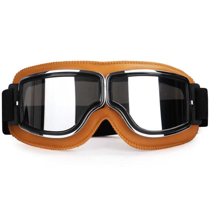 Retro Motorcycle Goggles for Glasses Wearers, Anti-Fog, UV Protection