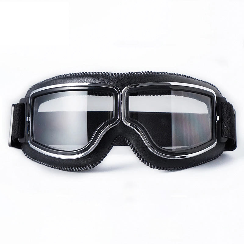 Retro Motorcycle Goggles for Glasses Wearers, Anti-Fog, UV Protection