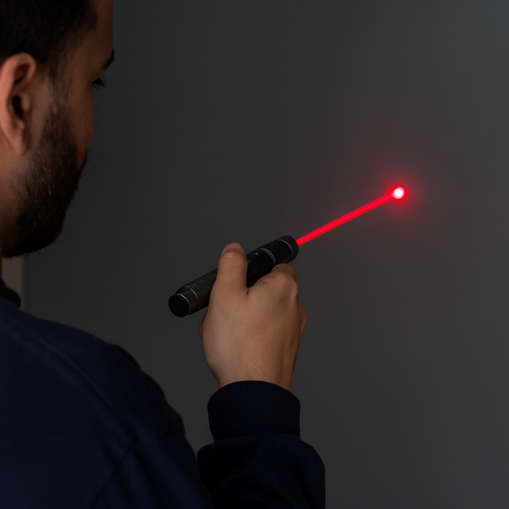 Laserosoitin-taskulamppu säädettävällä tarkennuksella, USB-ladattava, 10 000 metrin kantama