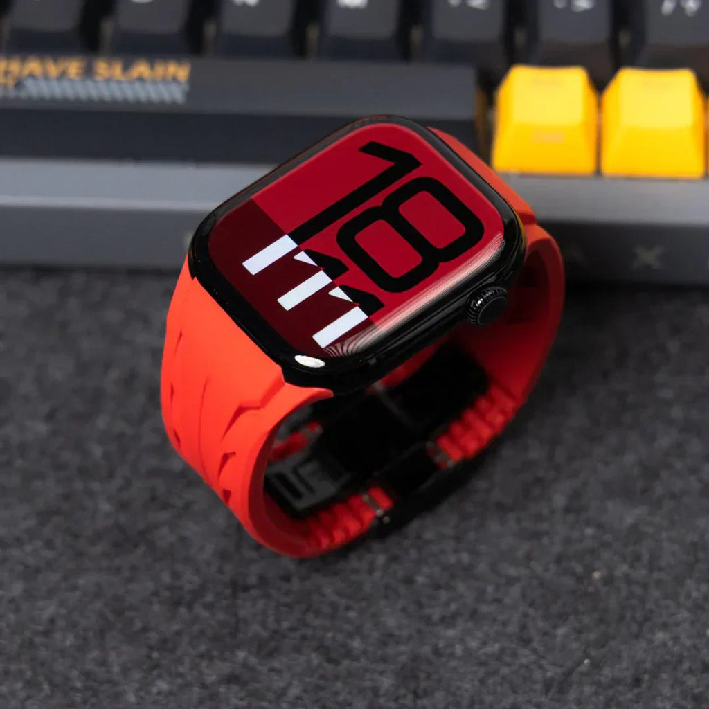 Premium Butterfly Buckle Rubber Band FKM For Apple Watch