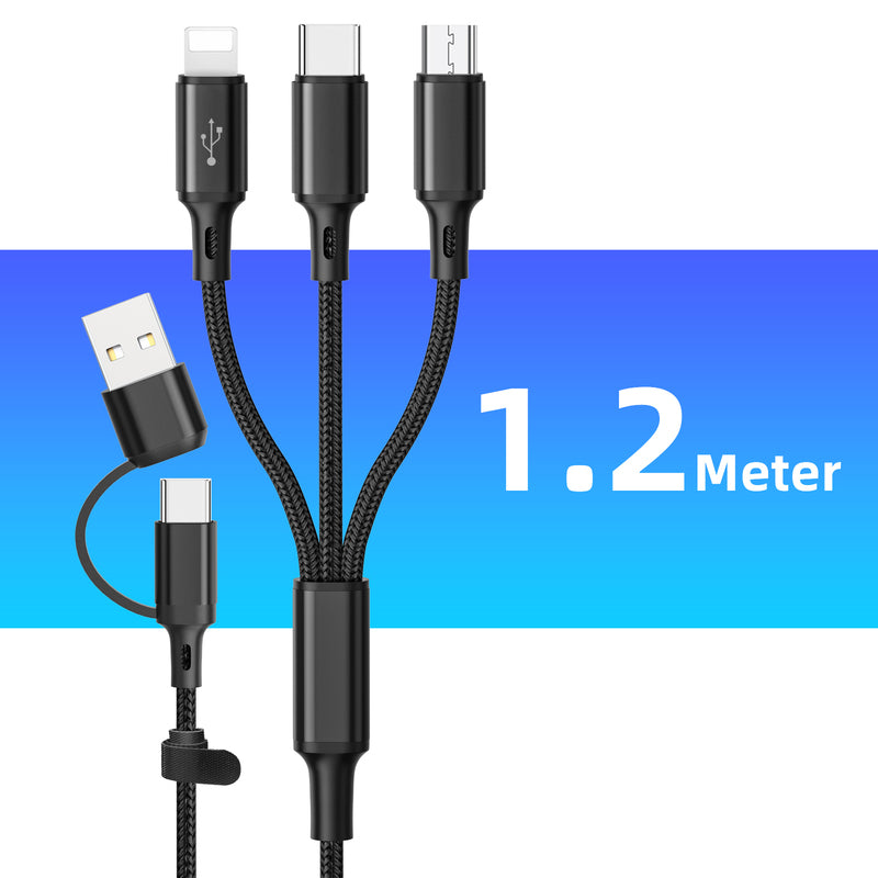 3-in-1 USB Multi Connector Charging Cable Type-C Micro USB 6A Fast Charging for Smartphones