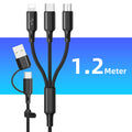 3-in-1 USB Multi Connector Charging Cable Type-C Micro USB 6A Fast Charging for Smartphones