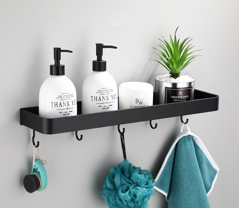 Kellan Black Space Aluminum Wall Mount Bathroom Rack Organizer