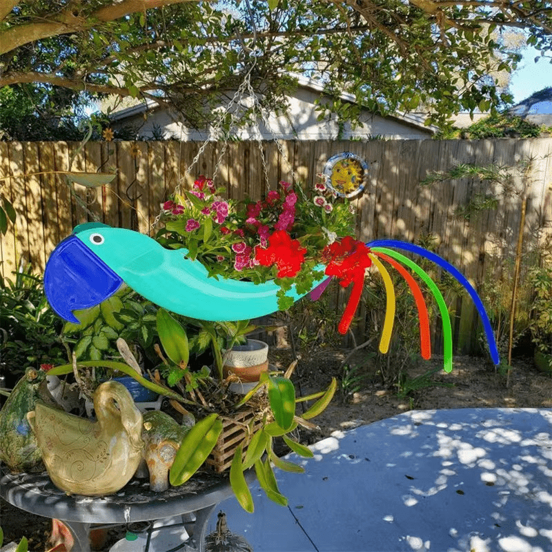 Hanging Plant Bowl With Colorful Chicken Design Garden Decor