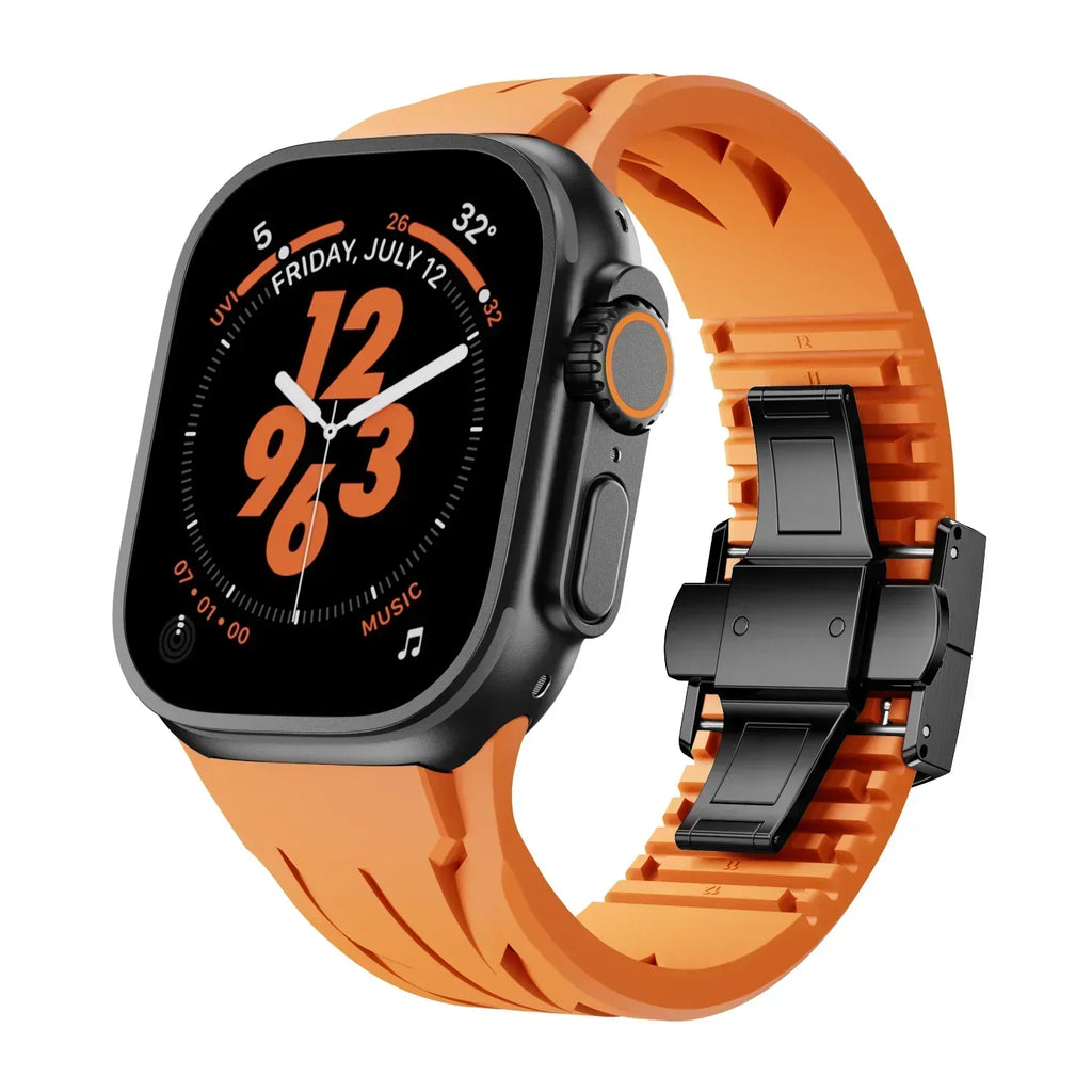 Premium Butterfly Buckle Rubber Band FKM For Apple Watch