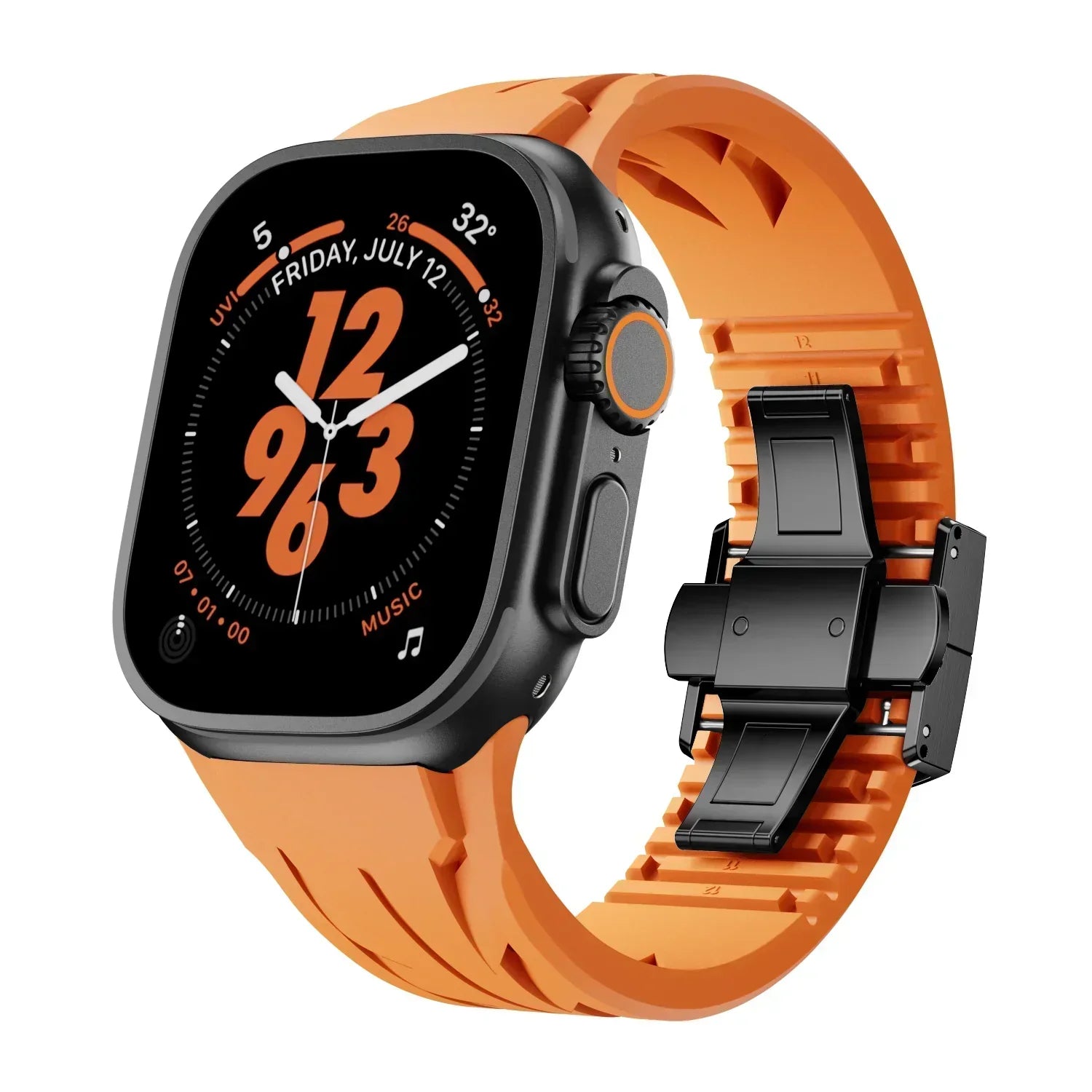 Premium Butterfly Buckle Rubber Band FKM For Apple Watch