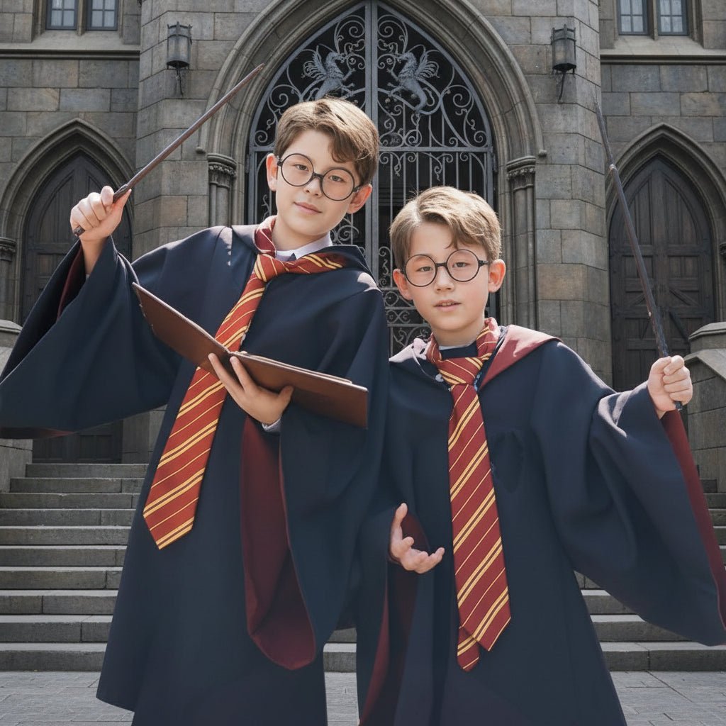 MageWorks Hogwarts Troldmandskostume med Kappe og Tilbehør til Børn og Voksne
