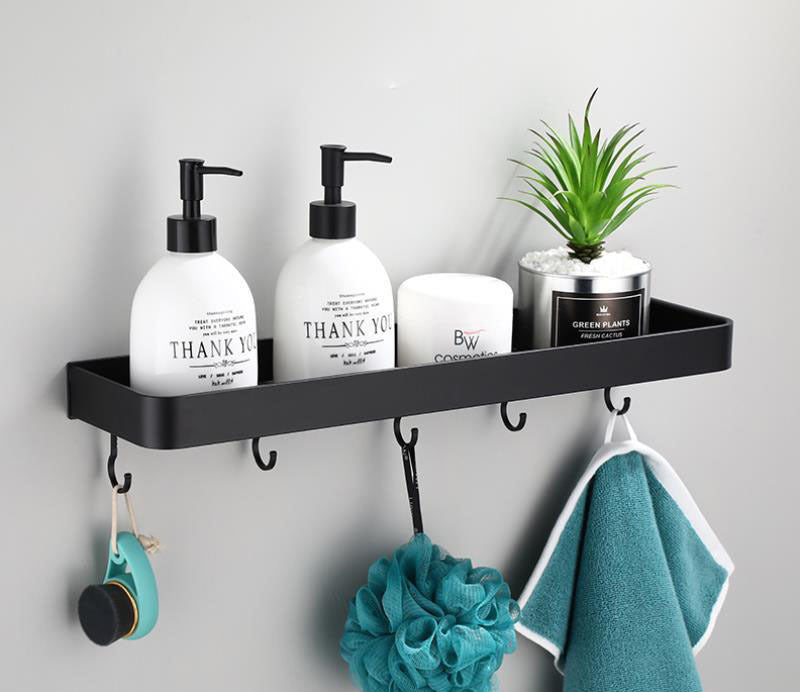 Kellan Black Space Aluminum Wall Mount Bathroom Rack Organizer