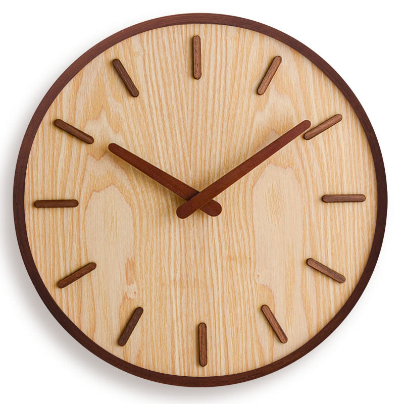 Horloge à piles en bois de noyer véritable pour salon
