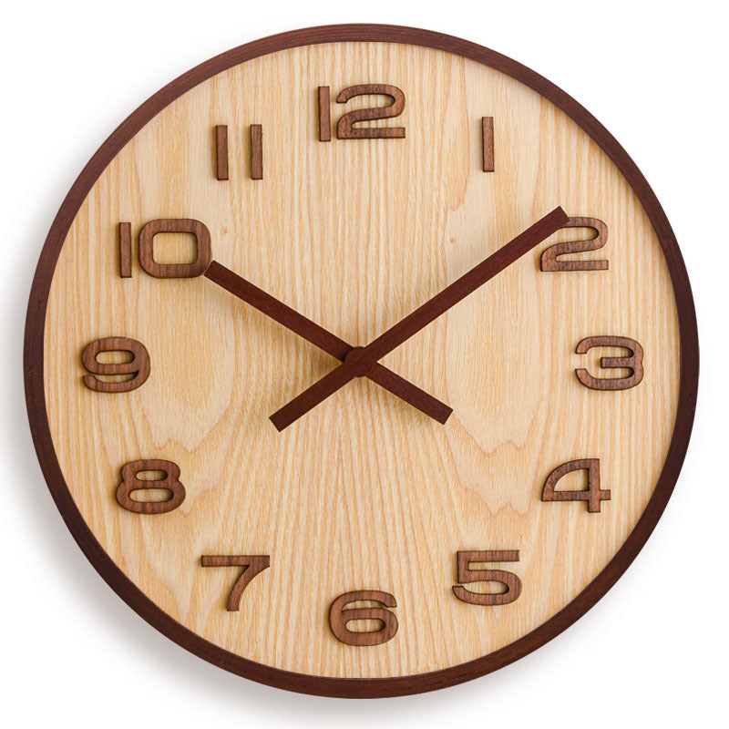 Horloge à piles en bois de noyer véritable pour salon