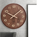 Horloge à piles en bois de noyer véritable pour salon