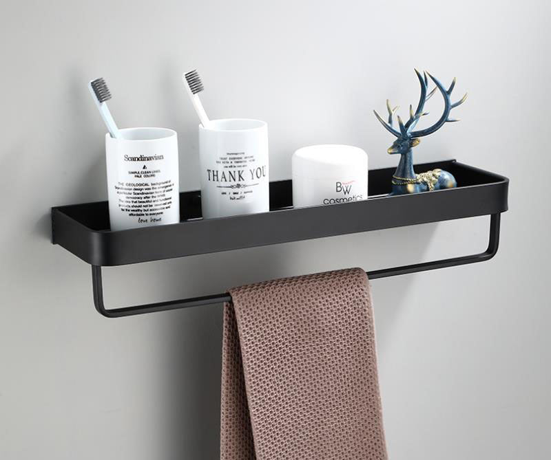 Kellan Black Space Aluminum Wall Mount Bathroom Rack Organizer