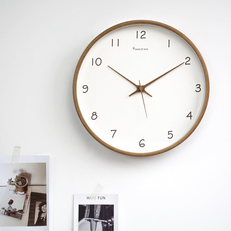 Elegant Solid Wood Analog Wall Clock for Home Decoration and Living Spaces