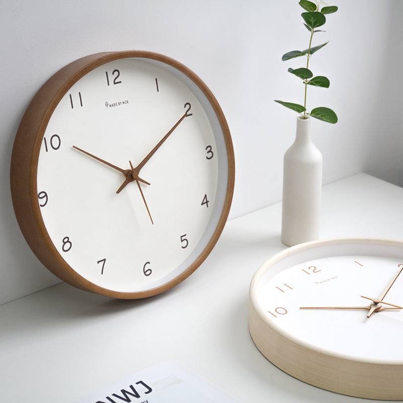 Elegant Solid Wood Analog Wall Clock for Home Decoration and Living Spaces