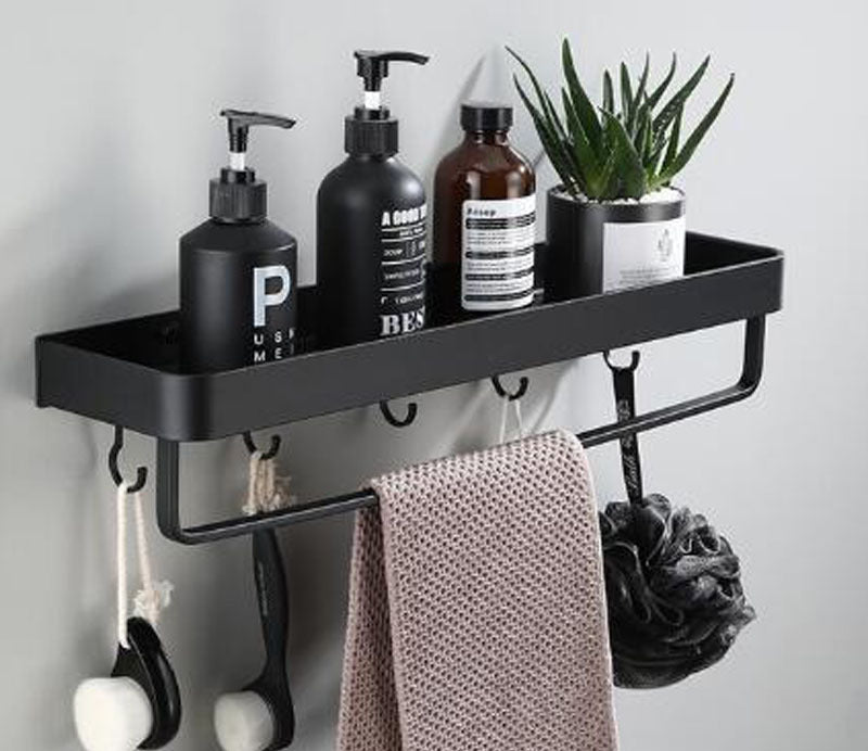 Kellan Black Space Aluminum Wall Mount Bathroom Rack Organizer
