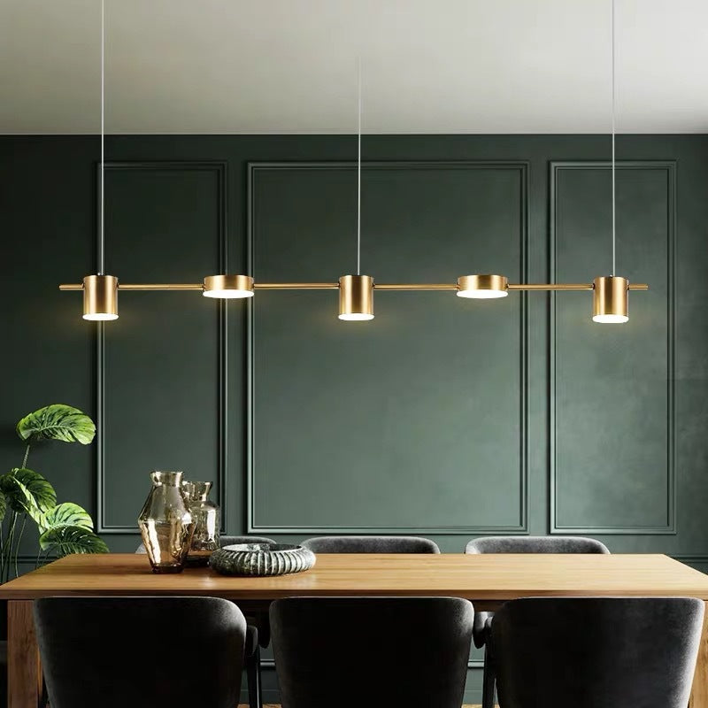 Luminária Pendente de Alumínio Preto e Dourado, Luminária LED de 3/5/6 Luzes para Cozinha e Sala de Jantar