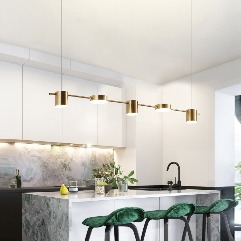 Luminária Pendente de Alumínio Preto e Dourado, Luminária LED de 3/5/6 Luzes para Cozinha e Sala de Jantar