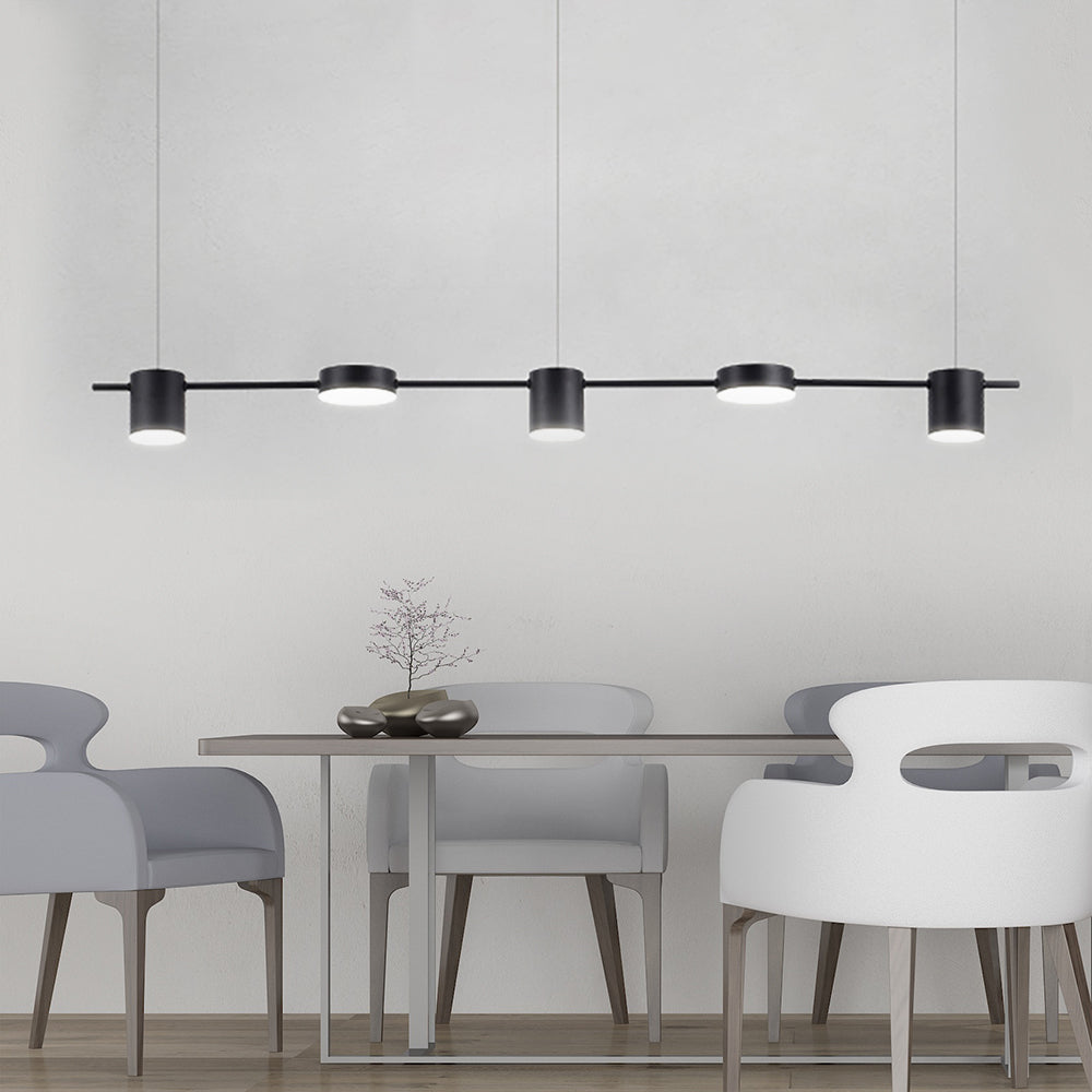 Luminária Pendente de Alumínio Preto e Dourado, Luminária LED de 3/5/6 Luzes para Cozinha e Sala de Jantar