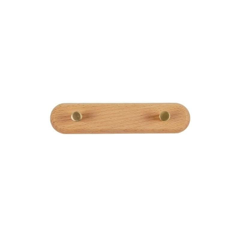 Nordic Wall Hooks Rack Set With Natural Wood And Brass Finish
