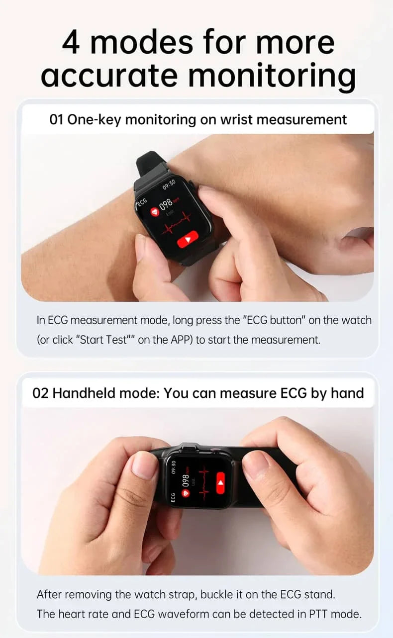All-in-One Health Monitoring Smartwatch with ECG & Blood Glucose Tracker | Fervei