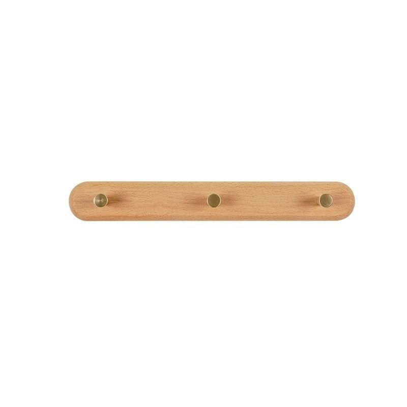 Nordic Wall Hooks Rack Set With Natural Wood And Brass Finish