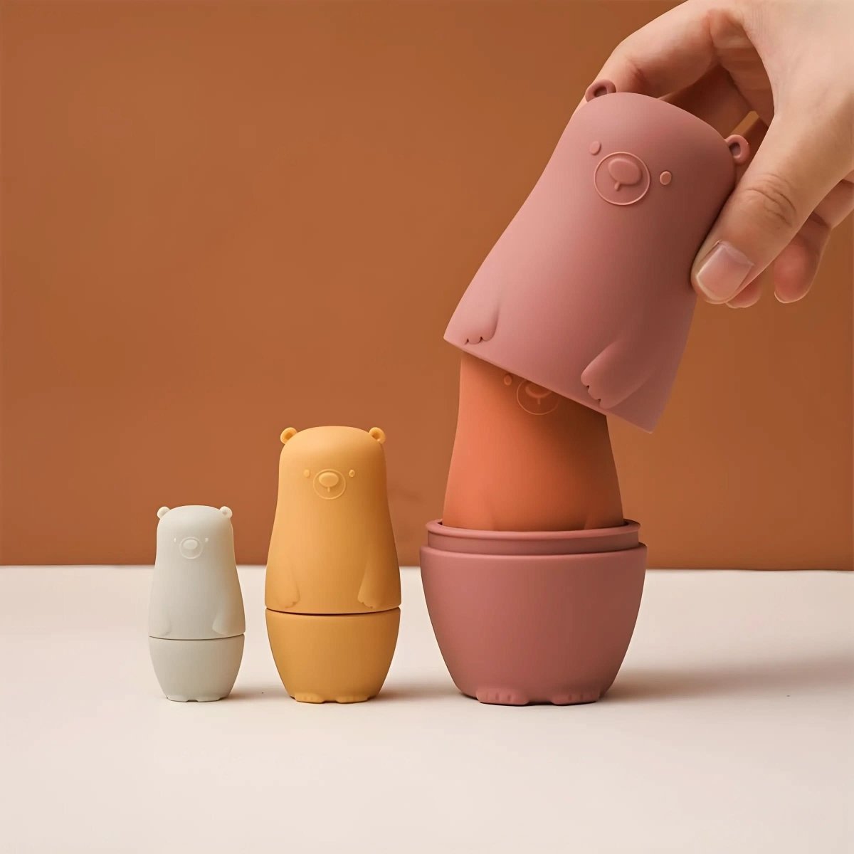 BrightNest Stackable Silicone Nesting Dolls for Fine Motor Skills