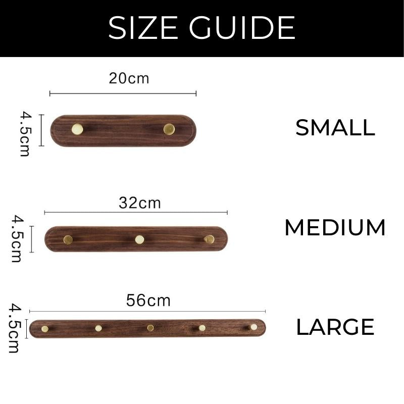 Nordic Wall Hooks Rack Set With Natural Wood And Brass Finish
