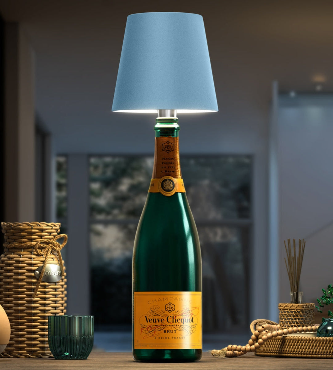 Aluminium LED-fleslamp, oplaadbare tafellamp voor wijnflessen, warm licht