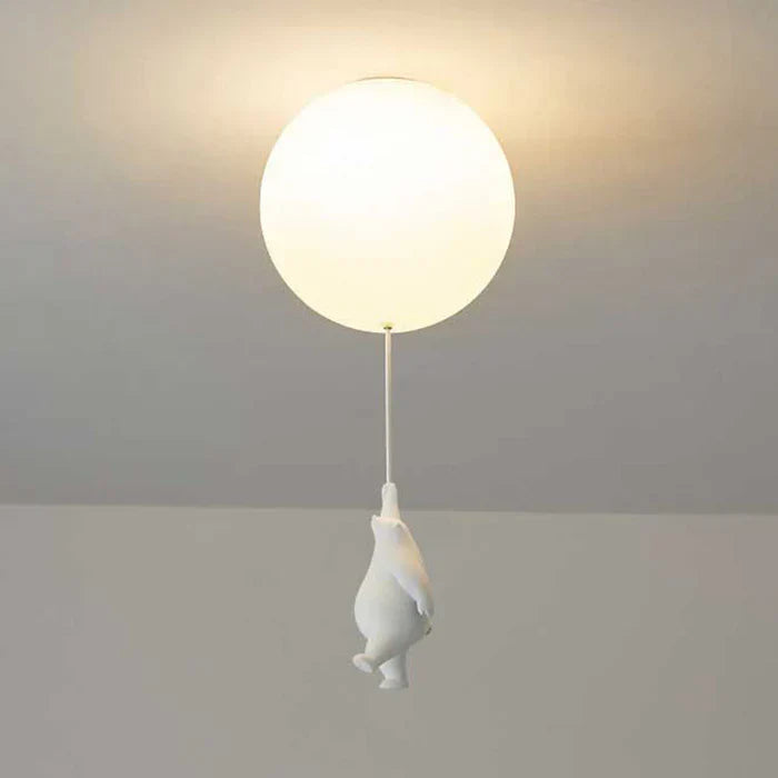 Bear Balloon Pendant Light For Kids Room With Warm LED Glow