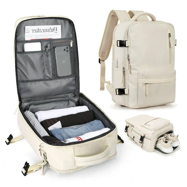 Sac à dos de voyage étanche 35L pour femme, randonnée, avec port USB